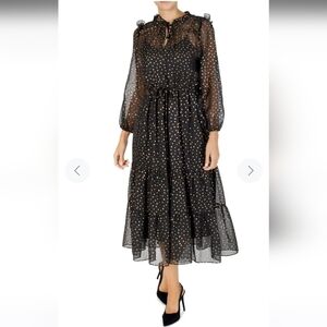 Julia jordan Chiffon Polka-dot Holiday Midi Dress